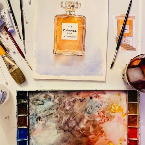 Original Watercolor Painting “Chanel No 5” - Picture 1 of 4